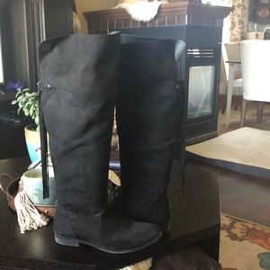 Tall wide calf black boots